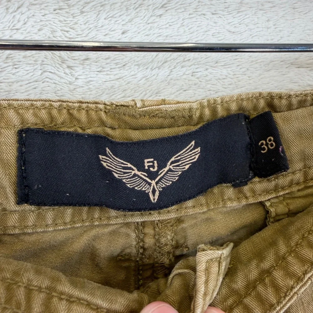 FJ Mens Y2K Cargo Shorts Tan/Brown Size 38 Gorpcore Utility Grunge Wash